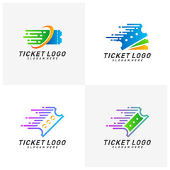 Set of Quick Ticket Logo Template Design Vector, Emblem, Creative design, Icon symbol concept