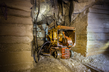 Underground gold mine shaft tunnel drift with loading machine eimco