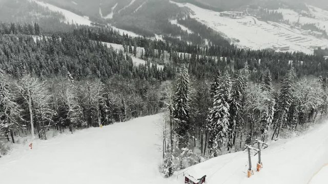 landscape view of ski trace in ski resort