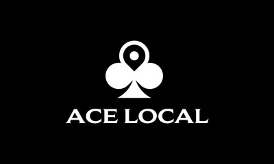 poker ace with map pin location logo design concept
