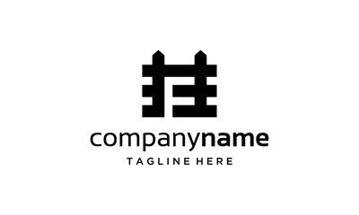 initial F with fence logo design concept