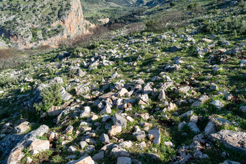 side mountain with small rocks
