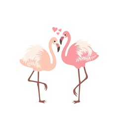 Happy Valentine's Day! Greeting card with cute flamingos