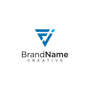  Triangle Letter F J Logo Design Vector Stock illustration .  Triangle Logo Design .