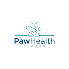 Pet Medical Clinic Health Design Logo Template  . Pet paw clinic health logo icon . Animal health logo - obrazy, fototapety, plakaty
