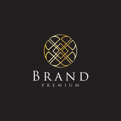 Circle Round Geometric Luxury Logo Gold Design Vector Stock Illustration