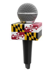 Microphone and Maryland flag. Image with clipping path