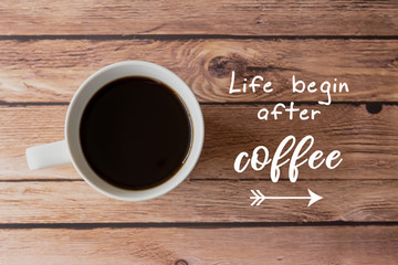 Inspirational quotes with coffee - Life begin after coffee.