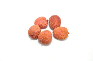 Lychee fruit on white background close up