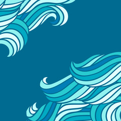 Card design with waves. Background with sea, river or water texture.