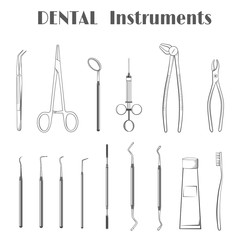 Dental instruments. Vector illustration 