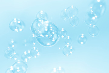 Beautiful blue soap bubbles background