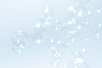 Beautiful fresh soap bubbles floating background