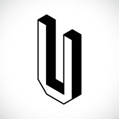 3d Letter U logo icon design template element. Vector illustration