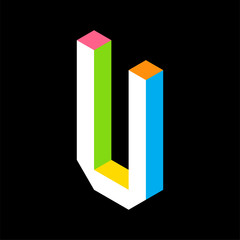 3d Colorful Letter U logo icon design template element. Vector illustration