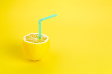 lemon with straw