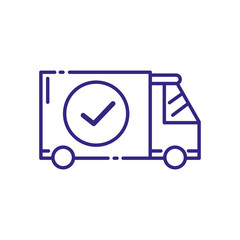 Isolated delivery truck and check mark vector design