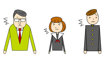 Naklejka premium 男性教師と生徒たち 気づく