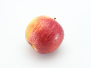  Red-yellow apple on a white background.