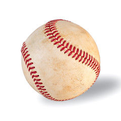 worn baseball isolated on white background, team sport.