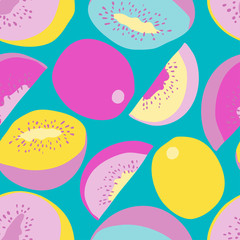 Hand-drawn kiwi fruits in pastel colors. Pattern seamless. Trendy vector illustration. Eps 10.
