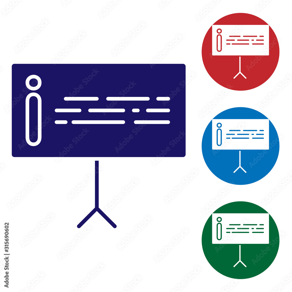 Poster blue information icon isolated on white background. set color icons in circle buttons. vector illust