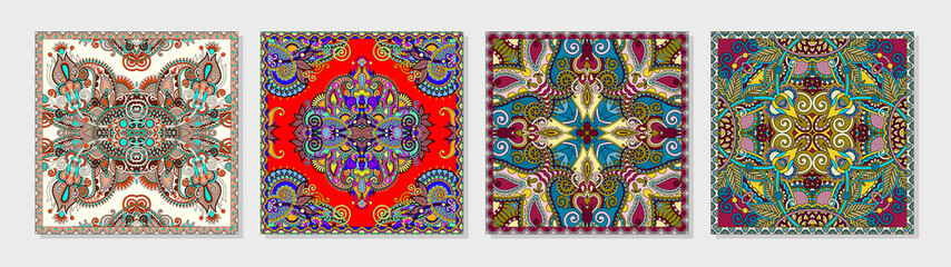 ensemble de foulard en soie authentique ou de motif carré de foulard dans le style ukrainien