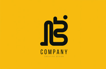 B yellow black alphabet letter for company logo icon design