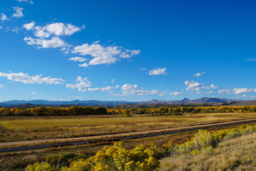 A beautiful autumn day in the rural countryside on the outskirts of Taos, New Mexico.