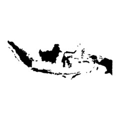 Indonesia map vector, isolated on white background. Black map template, flat earth. Simplified, generalized world map with round corners.