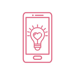 Isolated heart light bulb inside smartphone vector design