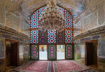 Islamic architecture of Shah-e-Cheragh Shrine and mausoleum, Shiraz, Iran .