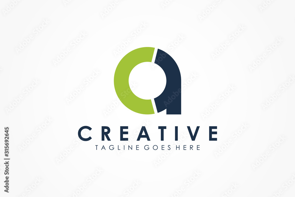 Poster initial letter c and a linked logo isolated on white background. flat vector logo design template el