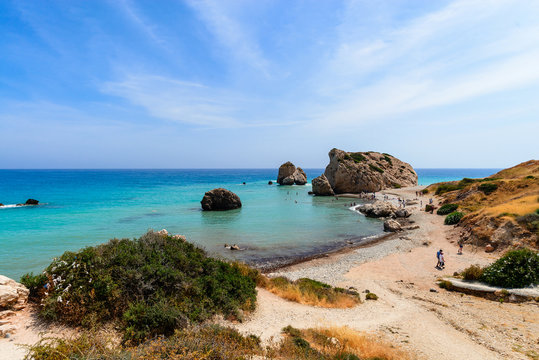 beautiful seascape in cyprus aphrodite rock
