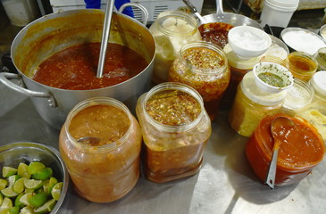 variety sauce and seasoning in restaurant kitchen on Vietnam