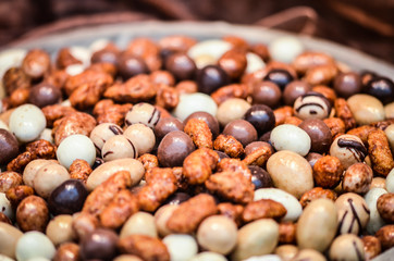 mix chocolate candies close up view