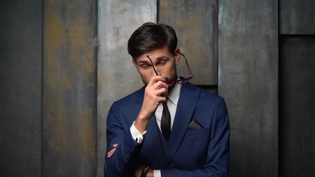 full hd video of young handsome stylish businessman - 4x slow motion