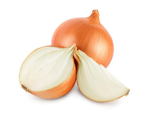 yellow onion isolated on white background close up