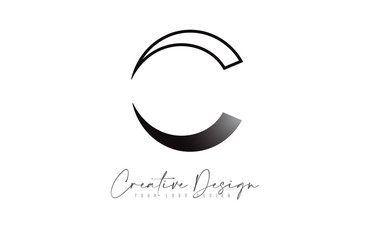 C letter Logo Design with Black Monogram colors and Creative Cut Design Vector