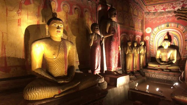 Dambulla, Sri Lanka, November 25, 2019, Dambulla Cave Temple, Buddha Statue Part 7, 4K