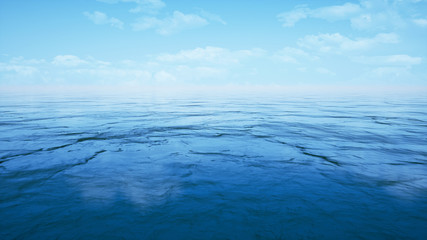 wide angle in ocean by 3D rendering scene
