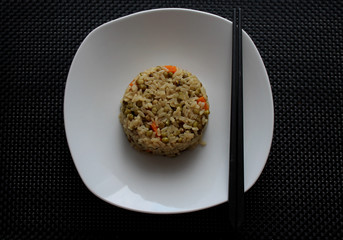 brown rice with japanese style vegetable