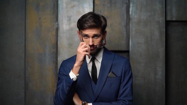 full hd video of young handsome stylish businessman - 4x slow motion