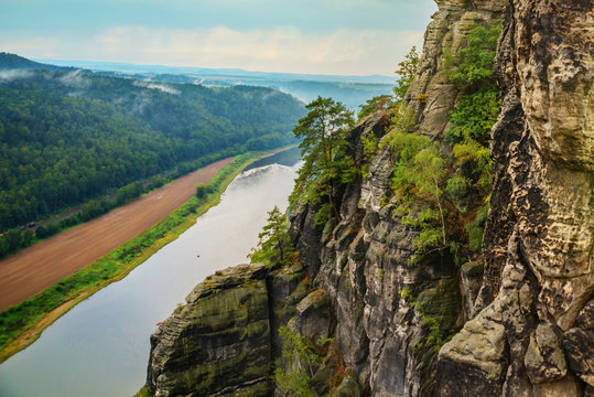 National park Saxon Switzerland, Germany: View from viewpoint of Bastei