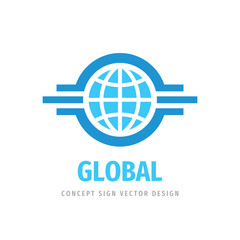 Global travel concept logo design. Business communication creative sign. Vector illustration. 