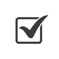 check mark icon. Tick symbol in black color, vector illustration.