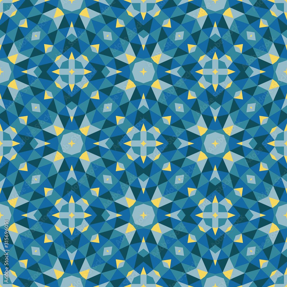 Poster abstract geometric background. seamless pattern design. blue color. mosaic decorative structure. vec