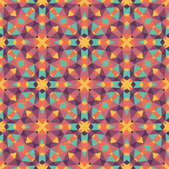 Abstract geometric background. Seamless pattern design. Pink and green colors. Mosaic decorative structure. Vector illustration. 