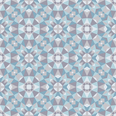 Abstract geometric background. Seamless pattern design. Blue color. Mosaic decorative structure. Vector illustration. 