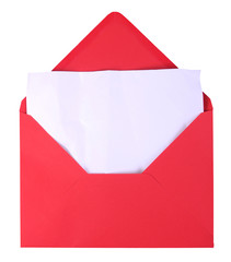 Offener Briefumschlag mit Brief - rot